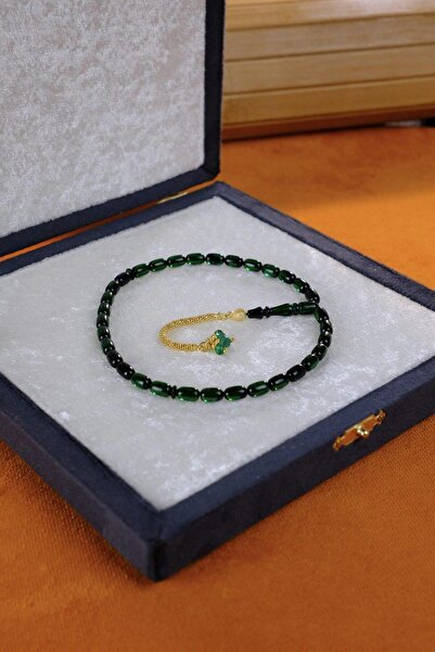 dergah tesbih Bilek Boy Gold Tasarım Gümüş Püskül Yeşil Ateş-i Sıkma Kehribar Tesbih