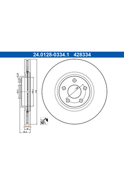 Ate Спирачен диск Ford Galaxy 3/Galaxy Model 3 Van/S-Max