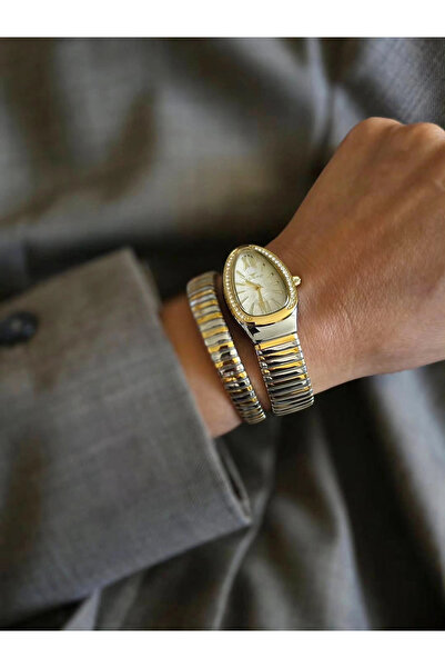 FERRO Yellow and Silver Steel Cord Women's Wristwatch Fl40154A-D 3Atm Water R...