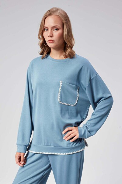 Hatun Atila Hatunatila Modal Fabric Set with Crocheted Pockets - 7844