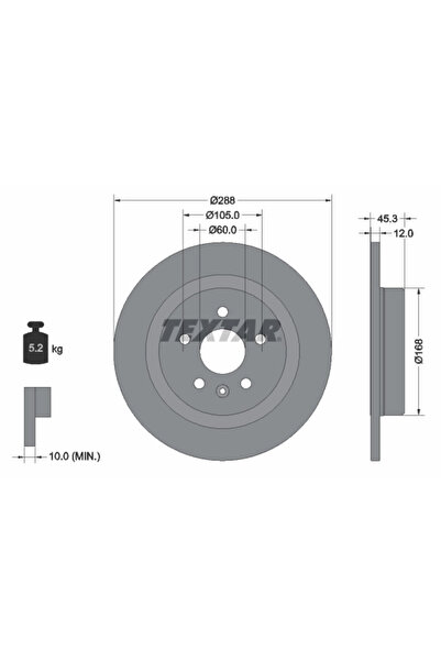 TEXTAR Set Discuri Frana Chevrolet Cruze Holden Astra 2015-2022