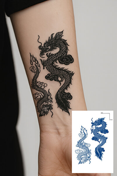 TAKIŞTIR Ejderha Figürlü 12 Saat Sonra Kararan Geçici Dövme Tattoo