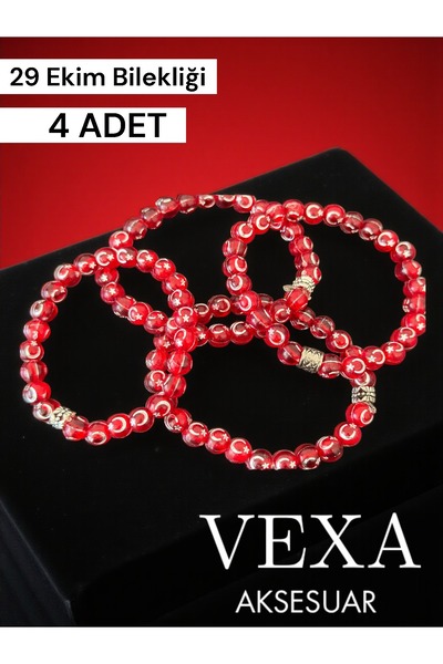 Vexa Aksesuar سوار 29 أكتوبر 102.Yıl Ay Yıldız - 4 قطع من الأساور