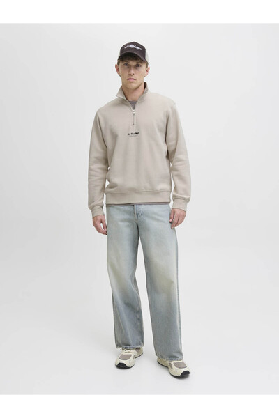 Jack & Jones Soho Yarım Fermuarlı Gri Erkek Sweatshirt 12278793