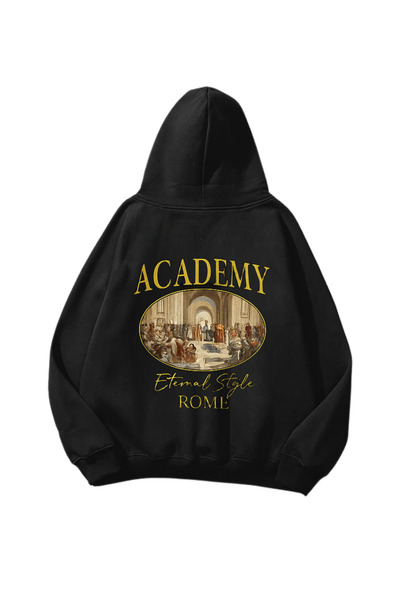 Gofeel Φούτερ με κουκούλα Academy με τύπωμα Μαύρο oversized Unisex