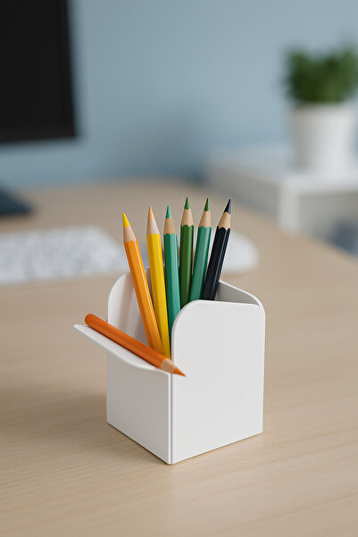 VENON حامل أقلام معدني مزخرف من وايت ميتال - منظم سطح المكتب - منظم