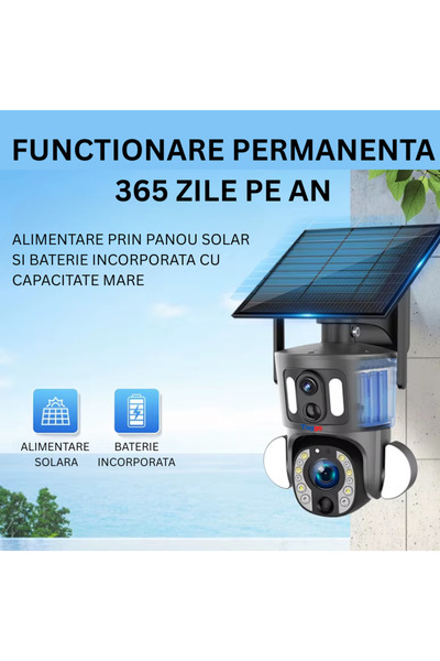 Taggo Cameră de supraveghere 4G cu alimentare solară, 8MP, zoom optic 20X, detectare umană