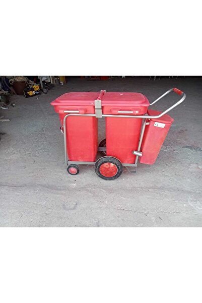 Fanse Otel Temizlik Medikal Malzemeleri İki Kovalı Çöp Toplama Arabası Çift T...