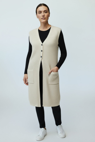 ECE GİYİM سترة طويلة نسائية بثلاثة أزرار أمامية وجيب علوي