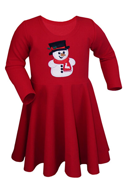 Atelier Anca Socolovschi Rochie roșie pentru fete cu model de om de zăpadă de...