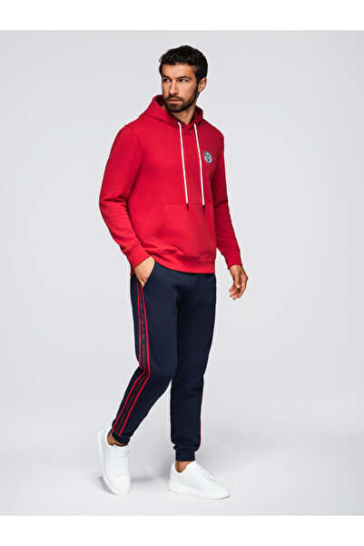 OMBRE Men's jogger pants with stripes - navy V3 OM-PASK-0284