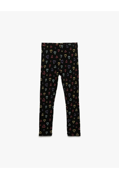 Koton Heart Patterned Black Girls' Tights 6Wkg40022Ak