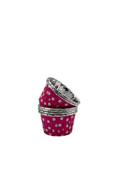 MODGER Pink Silver Polka Dot Muffin Cake Capsule 50Pcs - V, Airfryer Compatible