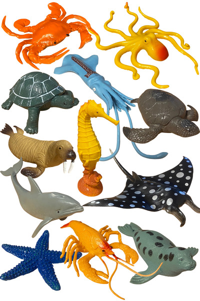 TUENGİ STORE 12 Parça Gerçekçi Deniz Ve Okyanus Canlıları Oyuncak Dev Boy Hayvan Seti