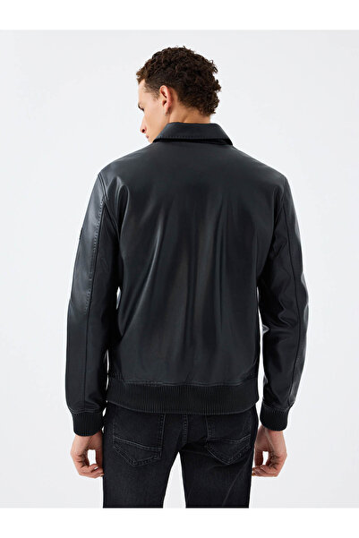 Loft Black Men's Leather Coat Lf2040820