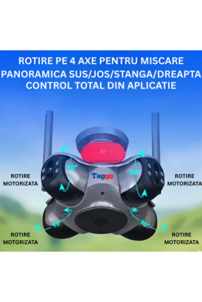 Taggo Cameră de securitate WiFi UltraVision 8K cu detectare inteligentă a mișcării și sistem de alarmă