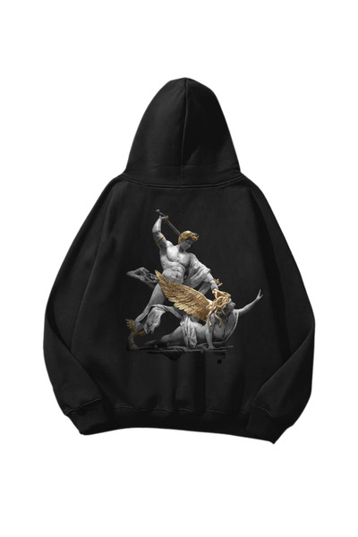 weywot Samurai Warrior cu imprimeu Black supradimensionat Hanorac unisex Swea tricou