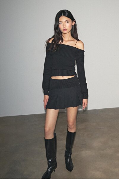 Stradivarius Pilili mini şort etek