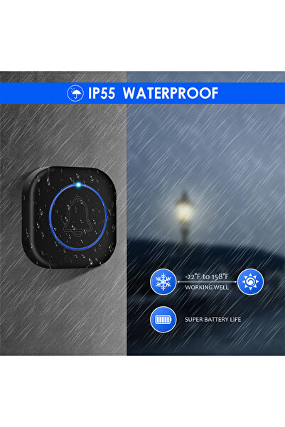 Techsuit Premium waterproof wireless doorbell, 38 melodies, 5 LED modes, Buzzzly SU1