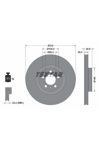 TEXTAR Спирачен диск Фолксваген Поло 6