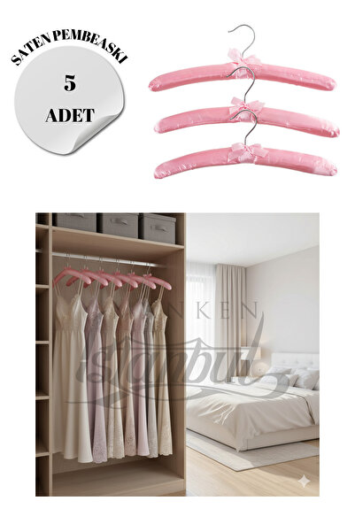 Manken İstanbul A Kalite Saten 5 Adet Elbise Askısı Palto Askısı Ceket askısı