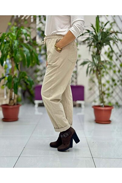 Punta Otantik Yg3005 Waist-Tied Italian Velvet Trousers Cream