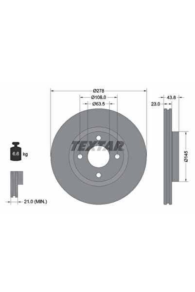 TEXTAR Спирачен диск Форд Фиеста 7
