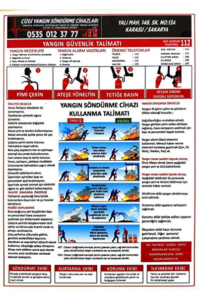 Dijital Baskılı Yangın Uyarı Talimatı Levhası