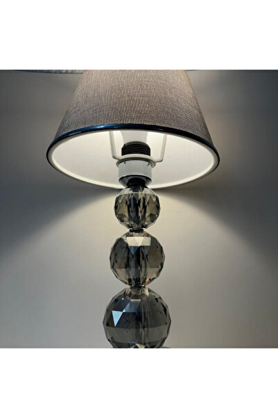 Art&Gift Mooncher Glass Body Chrome Metal Lampshade Silver Striped Gray Fabric Headboard Night Light