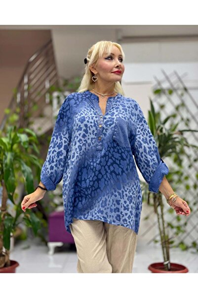 Punta Otantik YG2095 Bluză italiană din bumbac albastru