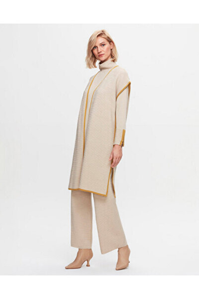 MISS DALIDA T25K-7009 Bekletmeli Bol Paça Triko Pantolon YY216-BEİGE