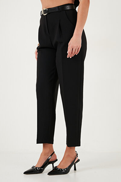Lela Regular Fit Yüksek Bel Düz Paça Kemerli Pantolon PANTOLON 68350938