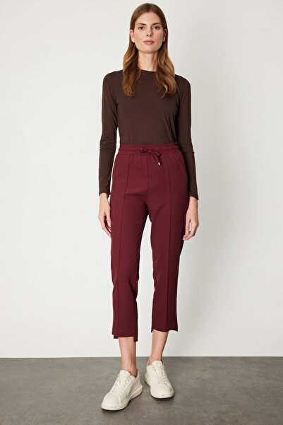 ON Women's Front-Printed Skinny Leggings 64138 Burgundy