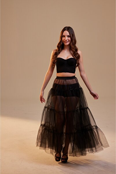 TT TRENDYTARLATAN Black Tulle Skirt Prom Party Wedding Graduation Tulle Skirt