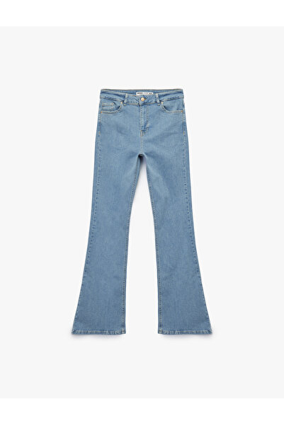 Koton Dar Kalıp Pamuklu Yüksek Bel İspanyol Paça Jean Pantolon - Flare Jeans