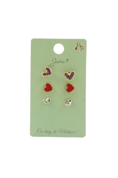 Bibilel Set 3 perechi de cercei în formă de inimă