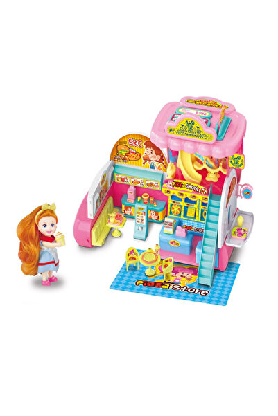 TSUMAB مجموعة لعب متجر بيتزا للأطفال مع دمية وإكسسوارات - لعبة مطعم تظاهري