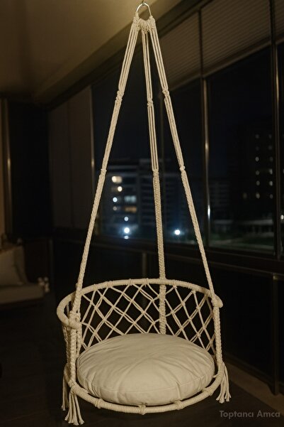 Toptancı Amca Makrome Tavan Salıncak Askılı Minderli Oturma Salıncağı | Balko...