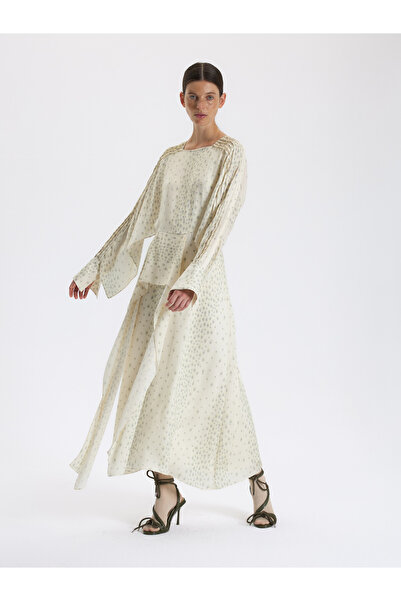 BAQA Ecru Patterned Long Dress
