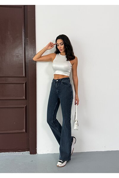 DENİMJESST D74 Slim Fit Taş Desenli İspanyol Paça Jean