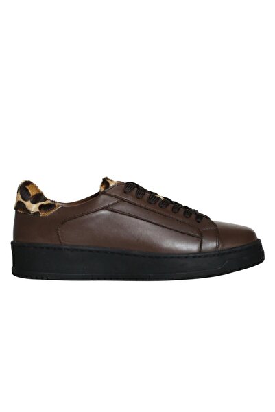 Platin Brown Leather Women's Sports Shoes