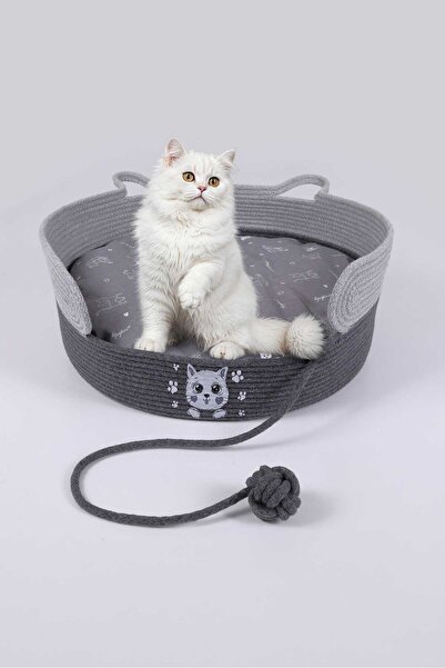 Umaybebek Kedi yatağı, 40cm çapında, hasır kedi yatağı jüt/pamuk kordon ip ke...