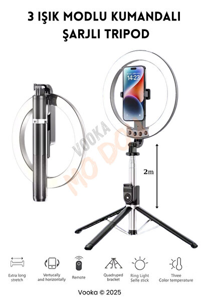 MO DOU 10"inç Ring Light Şarjlı Youtuber Tiktok Çekim Telefon Tutucu Influenc...