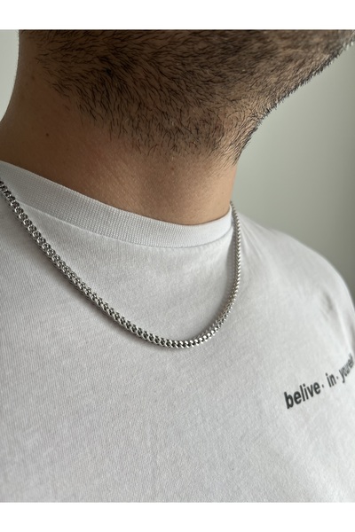 Fynbos Men's Steel Knitted Chain Necklace – Stainless Steel Silver Color Necklace