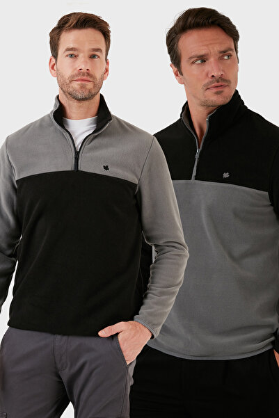 Buratti Regular Fit Anti-Pilling Non-Pilling Stand Collar Ribbed 2-Pack Fleece Men's Polar 59