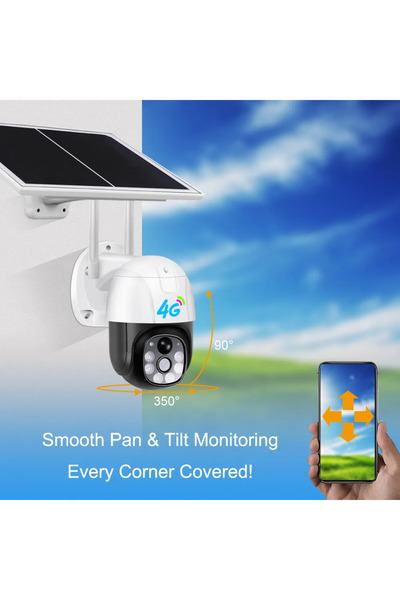MagExpert 4G Sim Card Surveillance Camera with Solar Panel, 1080p, Rotating, Alarm, Microphone, Speaker