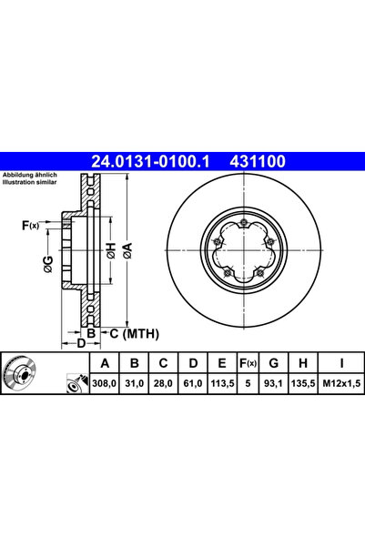 Ate Set Discuri Frana Ford Transit V363 Bus/Transit V363 Caroserie/Transit V3...