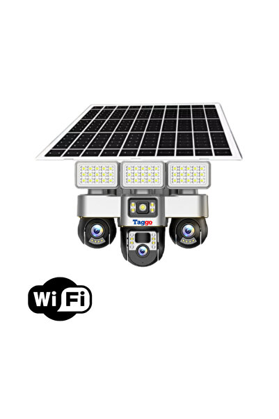 Taggo Cameră de supraveghere WiFi solară, 12MP, detecție mișcare, vedere nocturnă, rezistentă la intemperii IP66