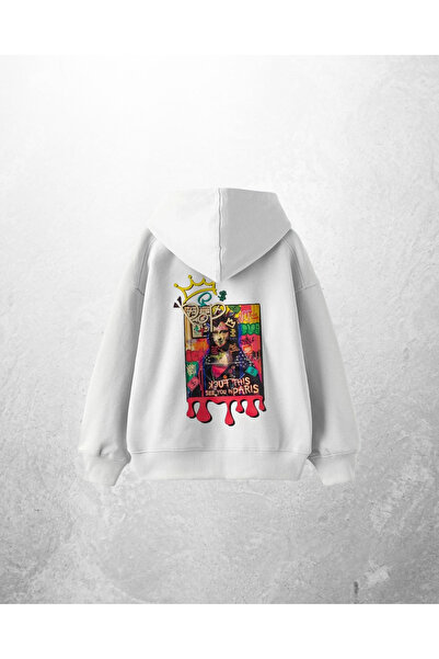 Gofeel Bela unisex tarot majica sa kapuljačom Štampano Oversize kroj