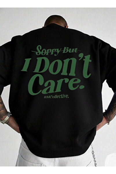 LORVEX Swea tricou I'DONT CARE cu imprimeu unisex oversize cu gât rotund